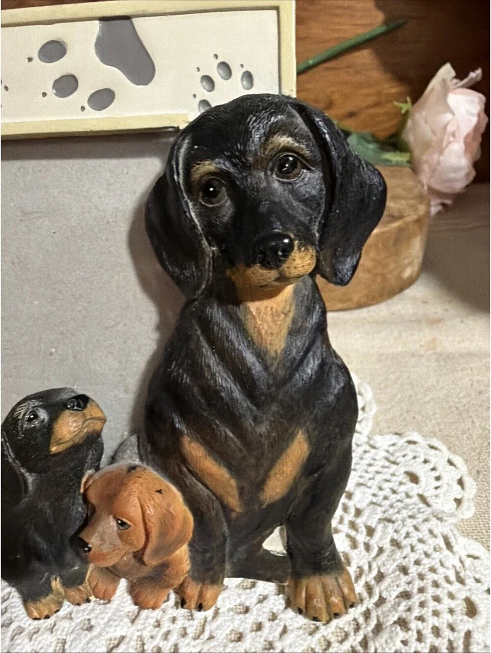 VTG Dachshunds Weiner Dog Puppy Picture Frame Fits 4x6” photo Table Top Desk